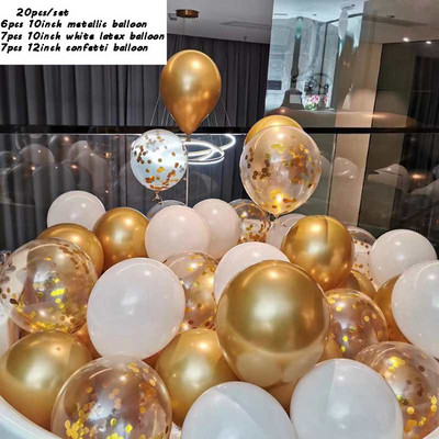20db króm fém arany ezüst léggömb konfetti szett szülinapi parti dekoráció felnőtt gyerekeknek hélium globos léggömbök esküvői dekoráció