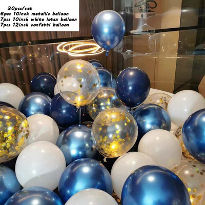 20db króm fém arany ezüst léggömb konfetti szett szülinapi parti dekoráció felnőtt gyerekeknek hélium globos léggömbök esküvői dekoráció