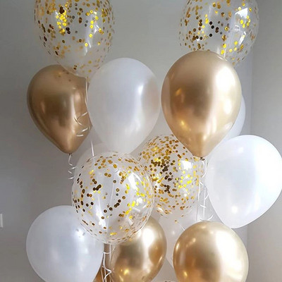 20db króm fém arany ezüst léggömb konfetti szett szülinapi parti dekoráció felnőtt gyerekeknek hélium globos léggömbök esküvői dekoráció