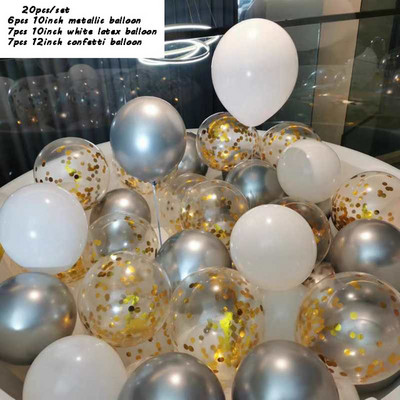 20db króm fém arany ezüst léggömb konfetti szett szülinapi parti dekoráció felnőtt gyerekeknek hélium globos léggömbök esküvői dekoráció