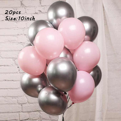 20db króm fém arany ezüst léggömb konfetti szett szülinapi parti dekoráció felnőtt gyerekeknek hélium globos léggömbök esküvői dekoráció