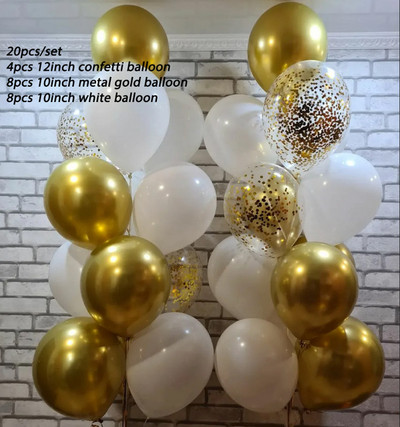 20db króm fém arany ezüst léggömb konfetti szett szülinapi parti dekoráció felnőtt gyerekeknek hélium globos léggömbök esküvői dekoráció