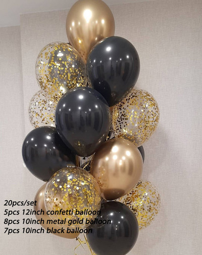 20db króm fém arany ezüst léggömb konfetti szett szülinapi parti dekoráció felnőtt gyerekeknek hélium globos léggömbök esküvői dekoráció