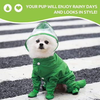 Pet Puppy Dog Дъждобран Rain Jacket Coverage 4 Крака Защитно покритие за цялото тяло Водоустойчив, устойчив на дъжд, устойчив на кал дъждобран за кучета