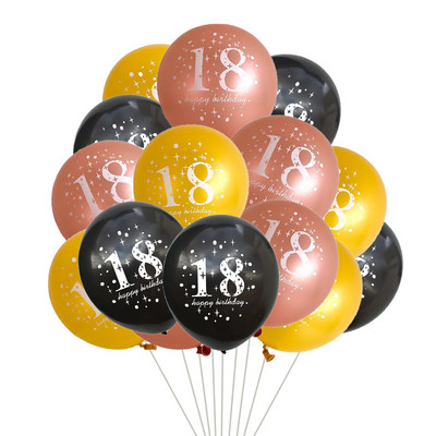 15 tk/komplekt 18. sünnipäevaks õhupallide kujundus Kuld-hõbedane konfeti-lateksõhupallid 18-aastaseks sünnipäevaks tähistamiseks