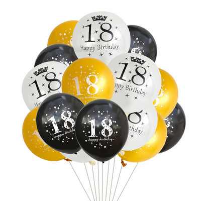 15 tk/komplekt 18. sünnipäevaks õhupallide kujundus Kuld-hõbedane konfeti-lateksõhupallid 18-aastaseks sünnipäevaks tähistamiseks