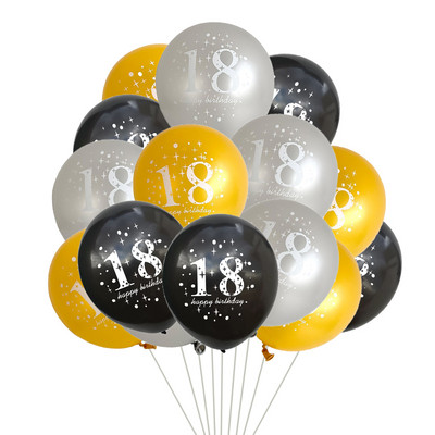 15 tk/komplekt 18. sünnipäevaks õhupallide kujundus Kuld-hõbedane konfeti-lateksõhupallid 18-aastaseks sünnipäevaks tähistamiseks
