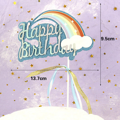 Vienaragio tortas Topper raibow Britanijos vakarėlio reikmenys Vienaragio britų dienos torto dekoras 1-oji mergaitė berniukui vaikams Gimtadienio vakarėlis Vienaragio dovanos