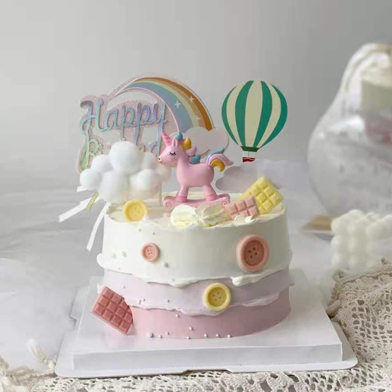 Vienaragio tortas Topper raibow Britanijos vakarėlio reikmenys Vienaragio britų dienos torto dekoras 1-oji mergaitė berniukui vaikams Gimtadienio vakarėlis Vienaragio dovanos