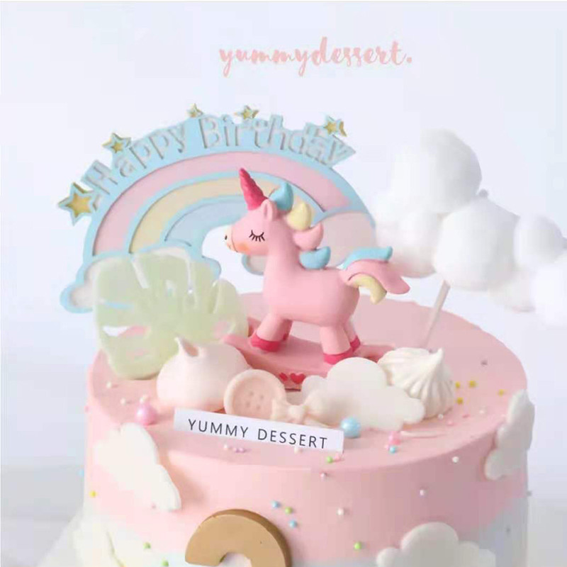 Vienaragio tortas Topper raibow Britanijos vakarėlio reikmenys Vienaragio britų dienos torto dekoras 1-oji mergaitė berniukui vaikams Gimtadienio vakarėlis Vienaragio dovanos