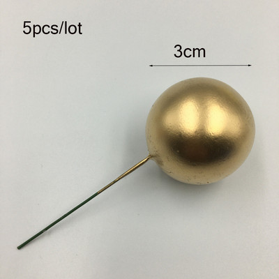 5gab Golden Ball Cake Topper Happy Birthday Party Baby Shower Cake Decor DIY Cupcake Flag Kāzu Ziemassvētku balles dekorēšanas piederumi