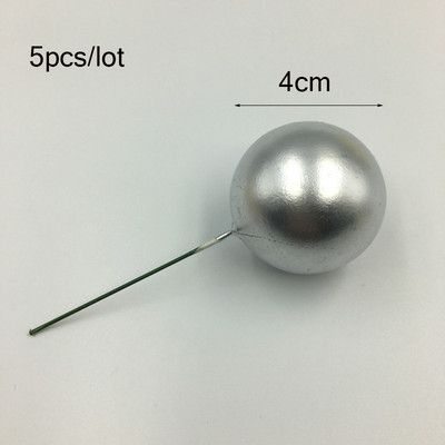 5gab Golden Ball Cake Topper Happy Birthday Party Baby Shower Cake Decor DIY Cupcake Flag Kāzu Ziemassvētku balles dekorēšanas piederumi