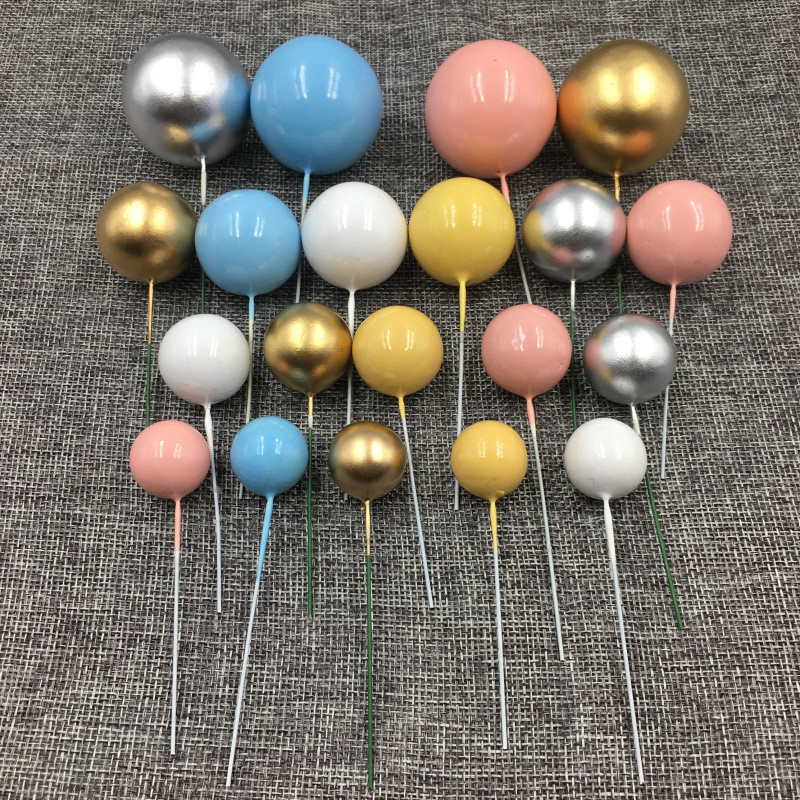 5gab Golden Ball Cake Topper Happy Birthday Party Baby Shower Cake Decor DIY Cupcake Flag Kāzu Ziemassvētku balles dekorēšanas piederumi