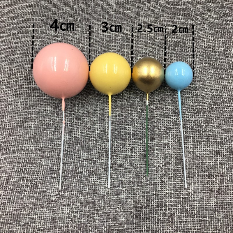 5gab Golden Ball Cake Topper Happy Birthday Party Baby Shower Cake Decor DIY Cupcake Flag Kāzu Ziemassvētku balles dekorēšanas piederumi