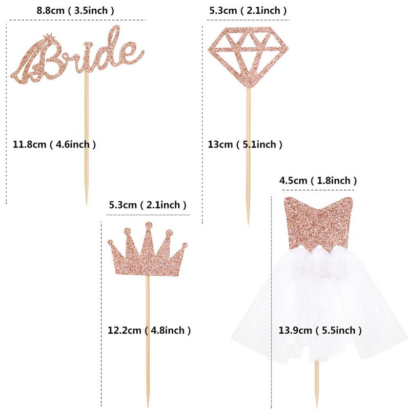 Mireasa va fi burlacică găină fete coroană Cupcake Topper petrecere duș nuntă nunta logodna tort decorare favoare