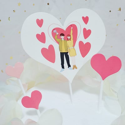 Set de decorațiuni pentru cupcake de nuntă, cu inimă de dragoste, îndrăgostiți de dulci, pentru aniversare, decorațiuni pentru tort pentru petrecerea de nuntă, ziua îndrăgostiților