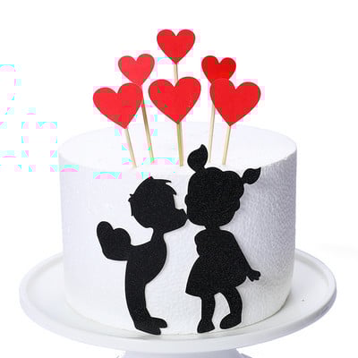Set de decorațiuni pentru cupcake de nuntă, cu inimă de dragoste, îndrăgostiți de dulci, pentru aniversare, decorațiuni pentru tort pentru petrecerea de nuntă, ziua îndrăgostiților