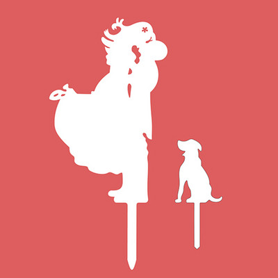 4 spalvų akriliniai nuotakos jaunikio torto vėliavos tvarsčiai ponas ir ponia su augintiniu vestuvių metinių vakarėliui torto dekoras Karštas išpardavimas