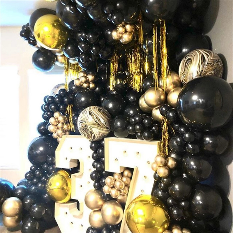 5/10/12/18 hüvelykes fekete léggömbök villogó fém léggömbök születésnapi parti dekoráció felnőtt esküvői dekoráció hélium globos