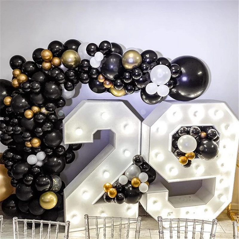 5/10/12/18 hüvelykes fekete léggömbök villogó fém léggömbök születésnapi parti dekoráció felnőtt esküvői dekoráció hélium globos