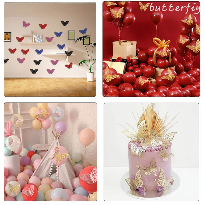 12 DB torta dekoráció Pearl Butterfly tortafeltétek Boldog születésnapot Garland Balloon Gyerek lányok Butterfli Cupcake Decor Babyshower