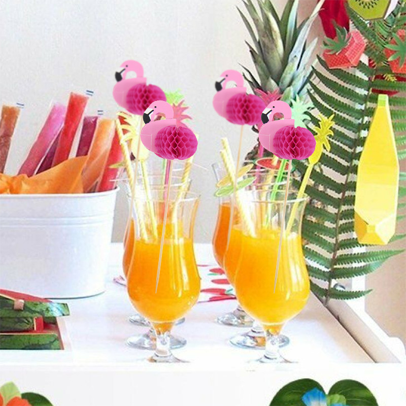 20/40 gab. Flamingo kēksu toperi Tropical Hawaiian Beach Pool Party Deserta Augļi Pick Kāzu Dzimšanas Dienas Tortes Tortes