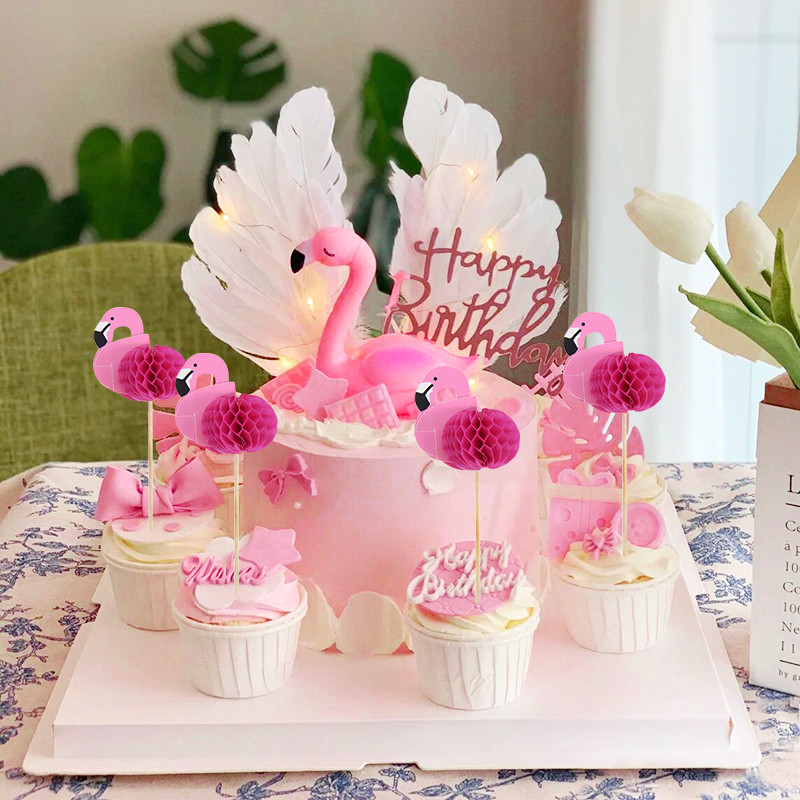 20/40 gab. Flamingo kēksu toperi Tropical Hawaiian Beach Pool Party Deserta Augļi Pick Kāzu Dzimšanas Dienas Tortes Tortes