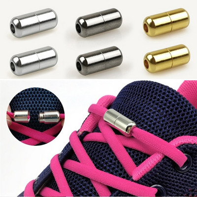 10Pcs Elastic Laces Clasps Metal Capsule Lock BucklesTie Shoelaces Tieless Elastic Lazy Shoelace Accessries purses  Tip Ends No