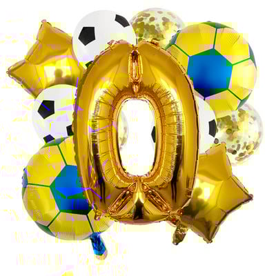 1 készlet arany futball lufi 32 hüvelykes születésnapi parti díszek hélium fólia gömbök gyerekeknek, nagyszámú labdasport kellékek