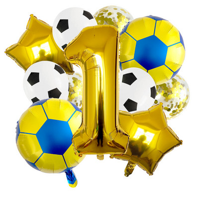 1 készlet arany futball lufi 32 hüvelykes születésnapi parti díszek hélium fólia gömbök gyerekeknek, nagyszámú labdasport kellékek