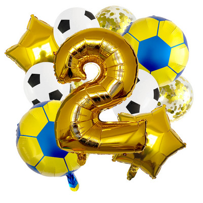 1 készlet arany futball lufi 32 hüvelykes születésnapi parti díszek hélium fólia gömbök gyerekeknek, nagyszámú labdasport kellékek