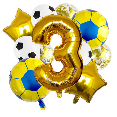 1 készlet arany futball lufi 32 hüvelykes születésnapi parti díszek hélium fólia gömbök gyerekeknek, nagyszámú labdasport kellékek