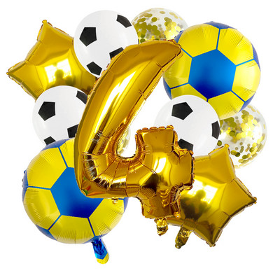 1 készlet arany futball lufi 32 hüvelykes születésnapi parti díszek hélium fólia gömbök gyerekeknek, nagyszámú labdasport kellékek