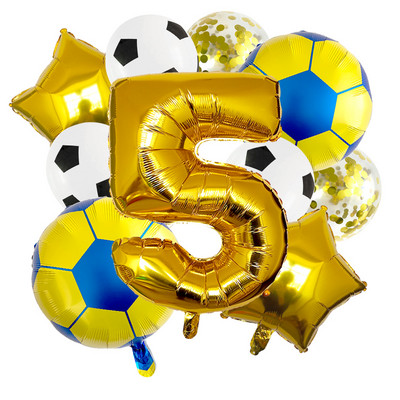 1 készlet arany futball lufi 32 hüvelykes születésnapi parti díszek hélium fólia gömbök gyerekeknek, nagyszámú labdasport kellékek