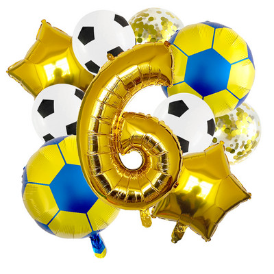 1 készlet arany futball lufi 32 hüvelykes születésnapi parti díszek hélium fólia gömbök gyerekeknek, nagyszámú labdasport kellékek