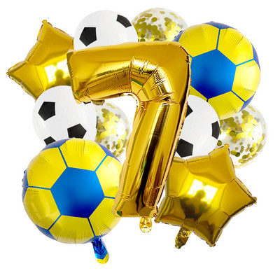 1 készlet arany futball lufi 32 hüvelykes születésnapi parti díszek hélium fólia gömbök gyerekeknek, nagyszámú labdasport kellékek