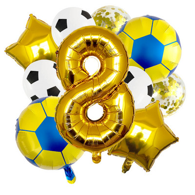 1 készlet arany futball lufi 32 hüvelykes születésnapi parti díszek hélium fólia gömbök gyerekeknek, nagyszámú labdasport kellékek
