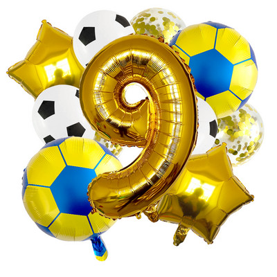 1 készlet arany futball lufi 32 hüvelykes születésnapi parti díszek hélium fólia gömbök gyerekeknek, nagyszámú labdasport kellékek