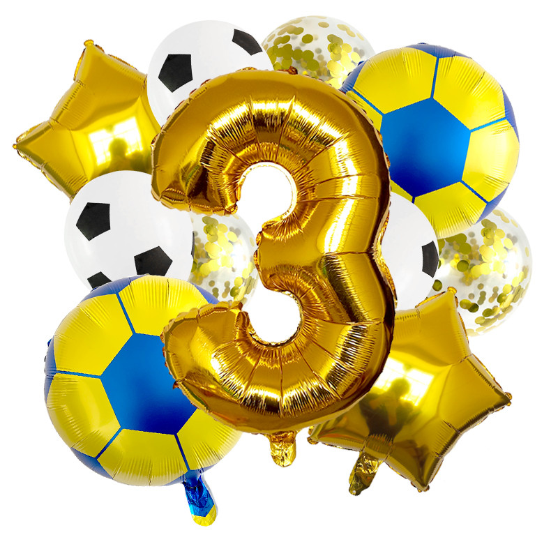 1 készlet arany futball lufi 32 hüvelykes születésnapi parti díszek hélium fólia gömbök gyerekeknek, nagyszámú labdasport kellékek