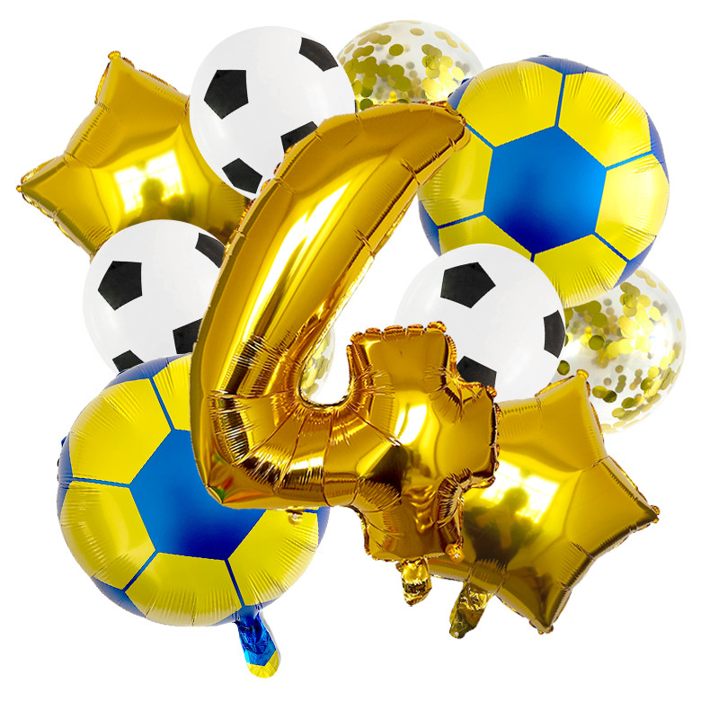 1 készlet arany futball lufi 32 hüvelykes születésnapi parti díszek hélium fólia gömbök gyerekeknek, nagyszámú labdasport kellékek