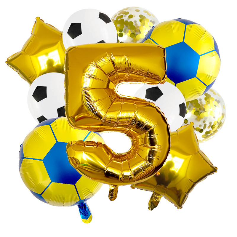 1 készlet arany futball lufi 32 hüvelykes születésnapi parti díszek hélium fólia gömbök gyerekeknek, nagyszámú labdasport kellékek