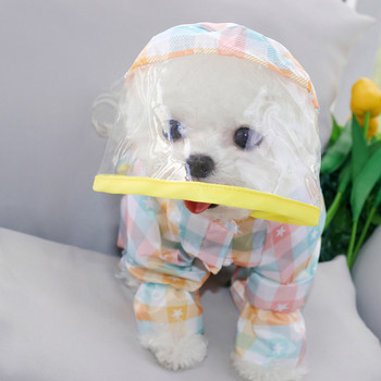 Τετράποδα αδιάβροχο κουτάβι αδιάβροχο πορτοκαλί καρό ρούχα σκύλου από αρκούδα Rainy day Travel Artifact Four Seasons Universal