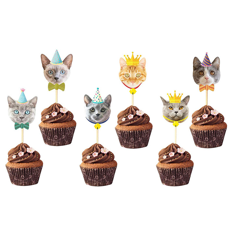 24db Kutya Macska Születésnapi Banner Garland Cupcake Topper Pick Rajzfilm Kutya témájú Gyerekek Születésnapi Party Baba Show Party Díszek