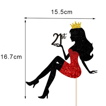 Нови високи токчета 18th 21th 30th 40th Happy Birthday Cake Topper Queen Lady Theme Cake Decorations for Girls Lady Birthday Party