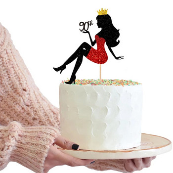 Нови високи токчета 18th 21th 30th 40th Happy Birthday Cake Topper Queen Lady Theme Cake Decorations for Girls Lady Birthday Party