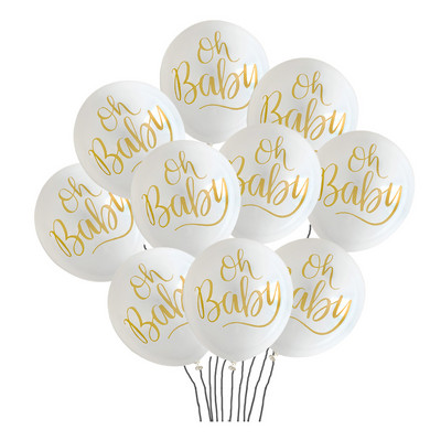 10 бр. 12 инча Oh Baby Printed Latex Balons Baby Feet Pattern for Birthday Party Decoration Kid Babyshower Boy Girl Supplies