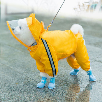 Αδιάβροχο μικρό σκυλί για σκύλους Cute Bear Dinosaur Honey Bee Pet Rain Jacket Αδιάβροχο εξωτερικό κουτάβι με αντανακλαστική κουκούλα Rain Poncho
