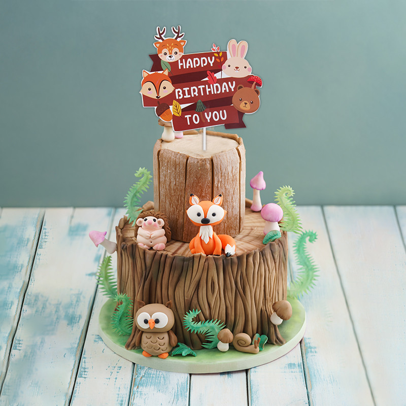 Meža dzīvnieki Tēma Kēksu kūciņas Zooloģiskais dārzs Dzīvnieks Lapsa Vāvere Briedis Kēksa dekors Bērni 1. dzimšanas dienas ballīte Bērnu vakars Džungļu ballīte