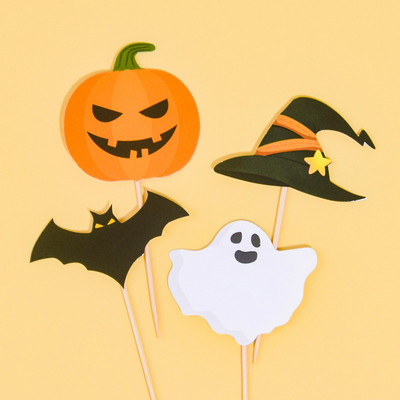 Castle Halloween Cake Dekoráció Pókháló Boldog Halloween Party Cake Topper Macska Szellem Sarló Boszorkány Desszert Tök Jel DIY