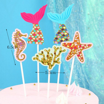 Under The Sea Animal Cake Topper Whale Crab Shark Fish Decor Διακόσμηση κέικ γοργόνας Διακόσμηση 1ου γενεθλίων Μπομπονιέρες ντους για μωρά